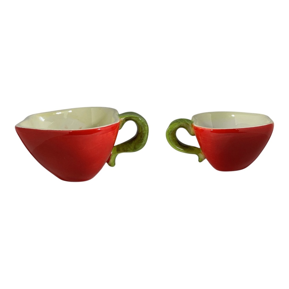 Red Apple Ceramic Measuring Cups Set of 4 Hanging Nesting Kitchen Decor - Picture 3 of 13